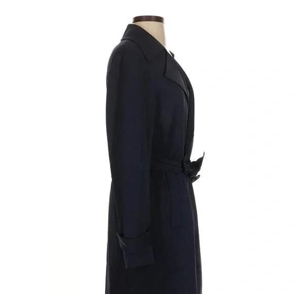Quince Stretch Crepe Classic Timeless Belted Trench Coat Navy Small - Picture 4 of 10